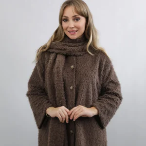 Şal yaka kahverengi hırka